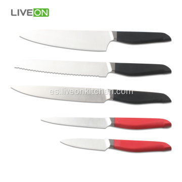 Cuchillo de cocina de 5 piezas con bloque de pino